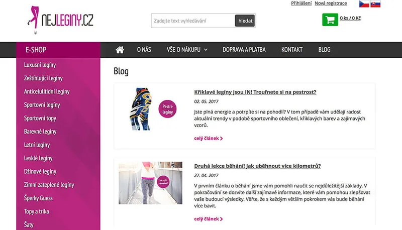 Blogové články na e-shopu