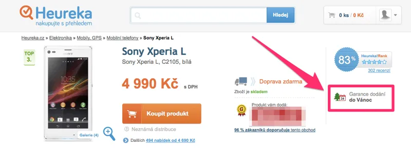 Garance dodání do Vánoc - e-shop