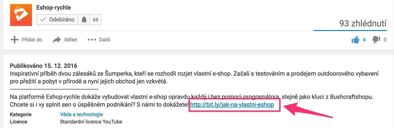 Odkaz v popisku videa může být zajímavým zdrojem návštěvnosti