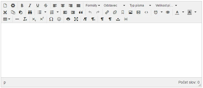 Nový TinyMCE editor a souborový manažer