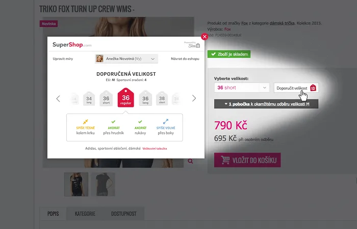 Doporučení správné velikosti přes SizeID