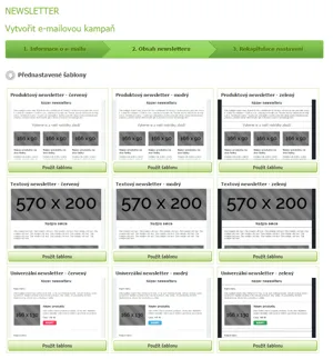 Volba šablony - newsletter Eshop-rychle