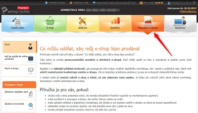Propagace e-shopu - vzdělávací sekce administrace Eshop-rychle