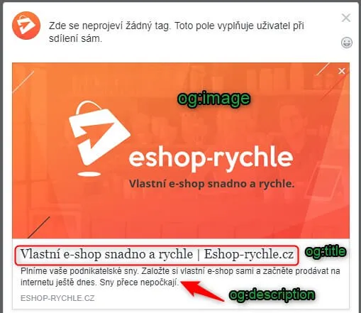 Rozlišení OG tagů při sdílení na Facebooku