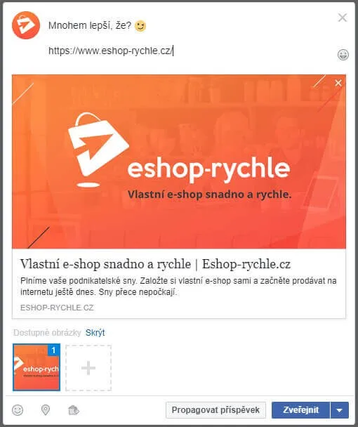 Sdílení článku na Facebooku s vyplněním Open Graph (OG) tagů