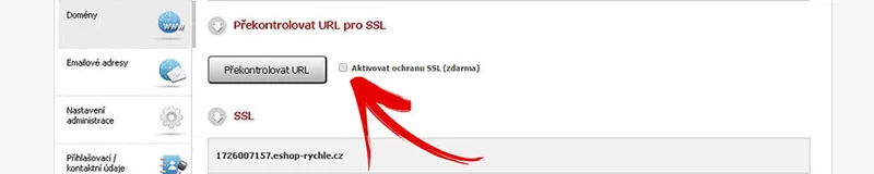 Vizualizace administrace eshop rychle_ktivace SSL certifikátu