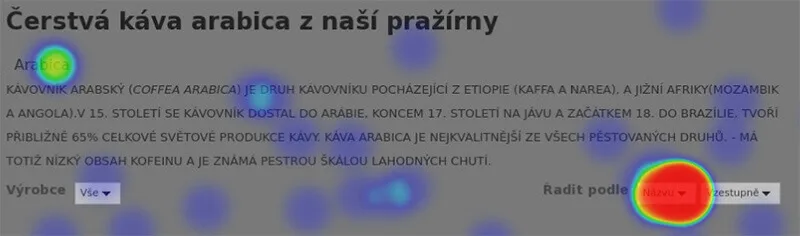 Analýza e-shopu heatmapa