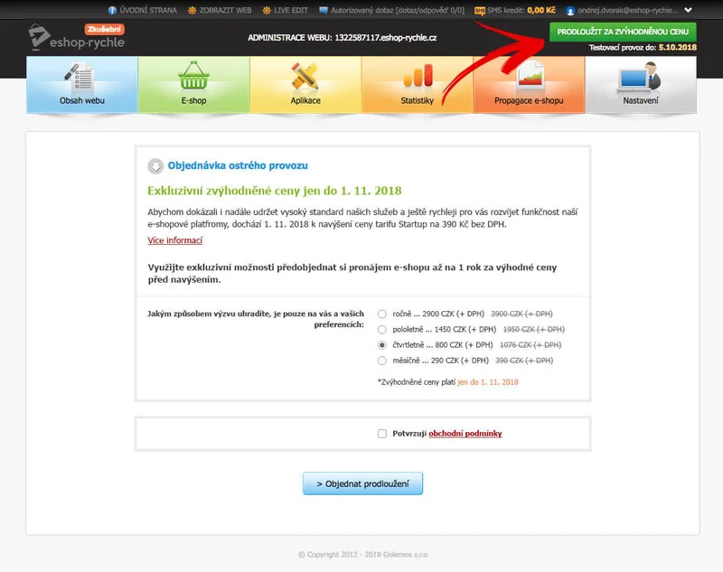 Fixace ceny v administraci Eshop-rychle