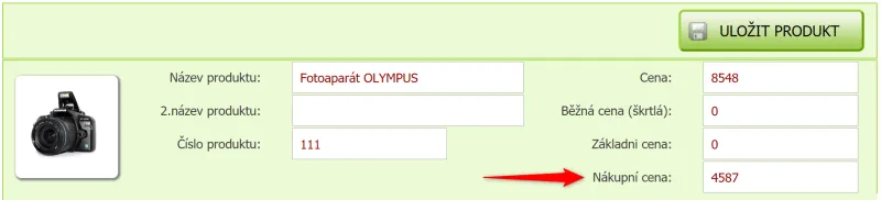 Nastavení nákupní ceny v administraci Eshop-rychle