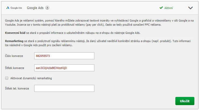Nastavení Google Ads v administraci Eshop-rychle