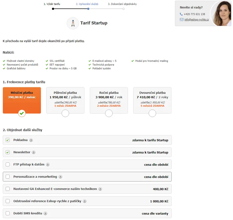 Objednávkový proces služeb Eshop-rychle