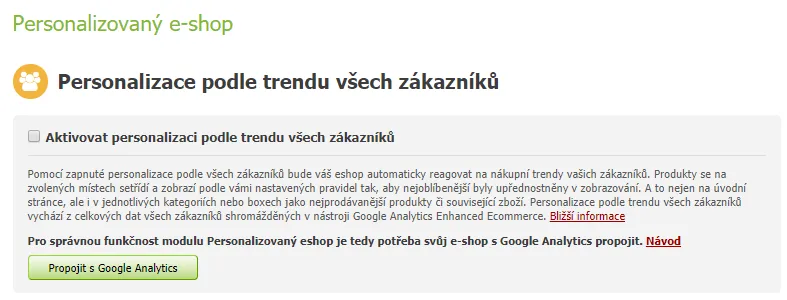 Personalizace podle trendu všech zákazníků - Eshop-rychle