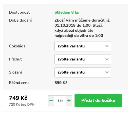 Zobrazení ceny bez DPH na šabloně New York (potom)